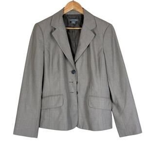 Ann Taylor Blazer Womens 12 Gray Tailored 3 Button Neutral Light Academia Career